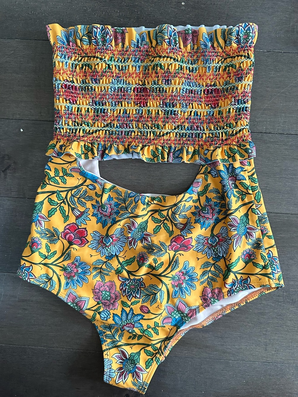 Mosmann Australia Smocked Floral One-Piece Swimsuit - Yellow